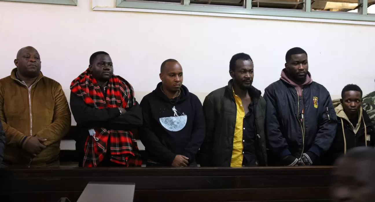 Nairobi Central Police Station OCS Samson Kiprotich Taalam, Police Constable James Mukhwana, and Officer Peter Kimani as well as three civilians: John Ngige Gitau, Gin Ammitou Abwao, and Brian Mwaniki Njue.