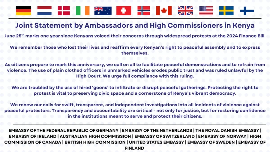 Western Diplomats Call for Respect of Protest Rights in Kenya