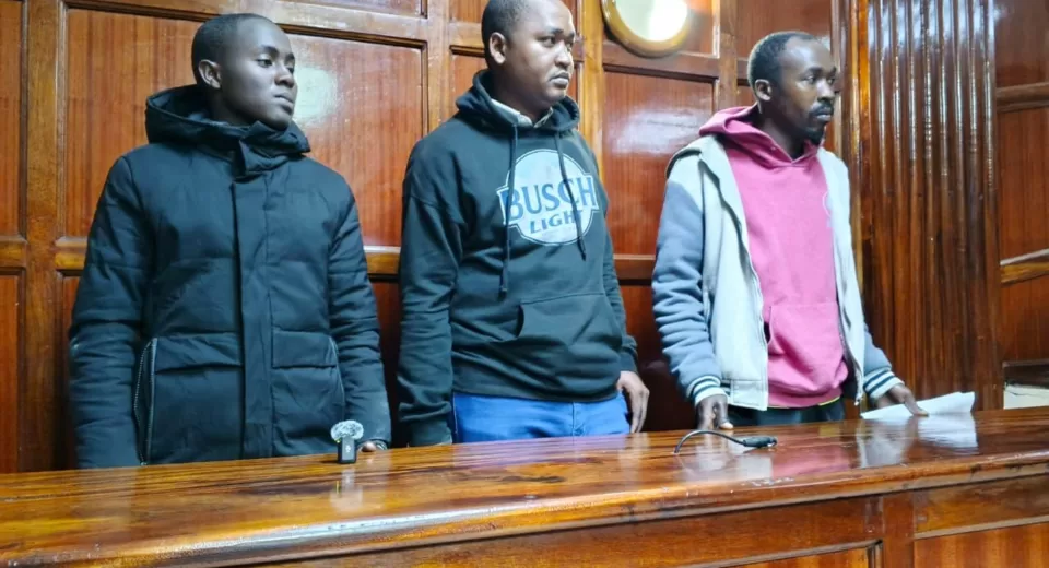 Photo of Dennis Masavi Musyimi,Amos Nzomo Kimanzi and James Mutemi Munyithya in Court