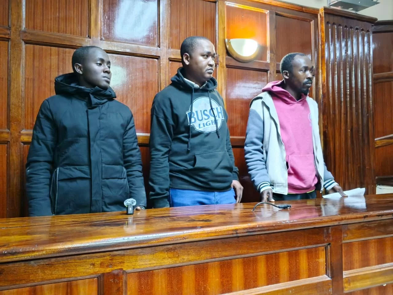 Photo of Dennis Masavi Musyimi,Amos Nzomo Kimanzi and James Mutemi Munyithya in Court