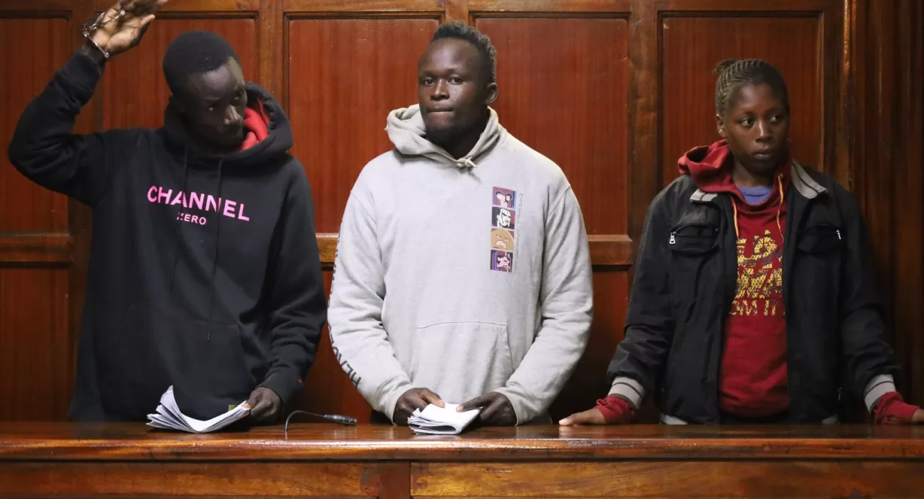 Photo of Millycent Makena Mwiti, Paul Muga Okoth, and Bildad Steve in Court