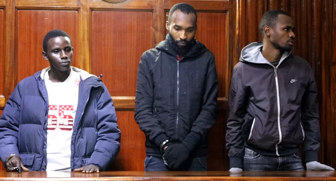 Photo of Jeremiah Njoroge, Marvine Wanguno, and Victor Kimani in Court