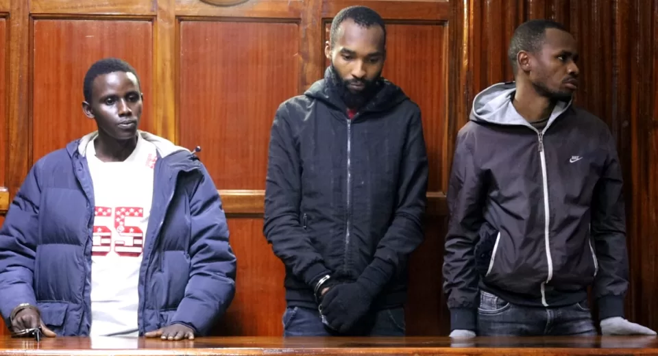 Photo of Jeremiah Njoroge, Marvine Wanguno, and Victor Kimani in Court
