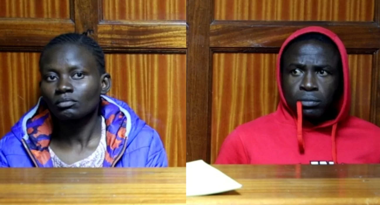 Photo of Collins Okoth (Gattuso) R and co-accused Sylvia Aoko in court