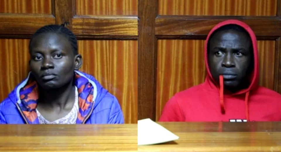 Photo of Collins Okoth (Gattuso) R and co-accused Sylvia Aoko in court