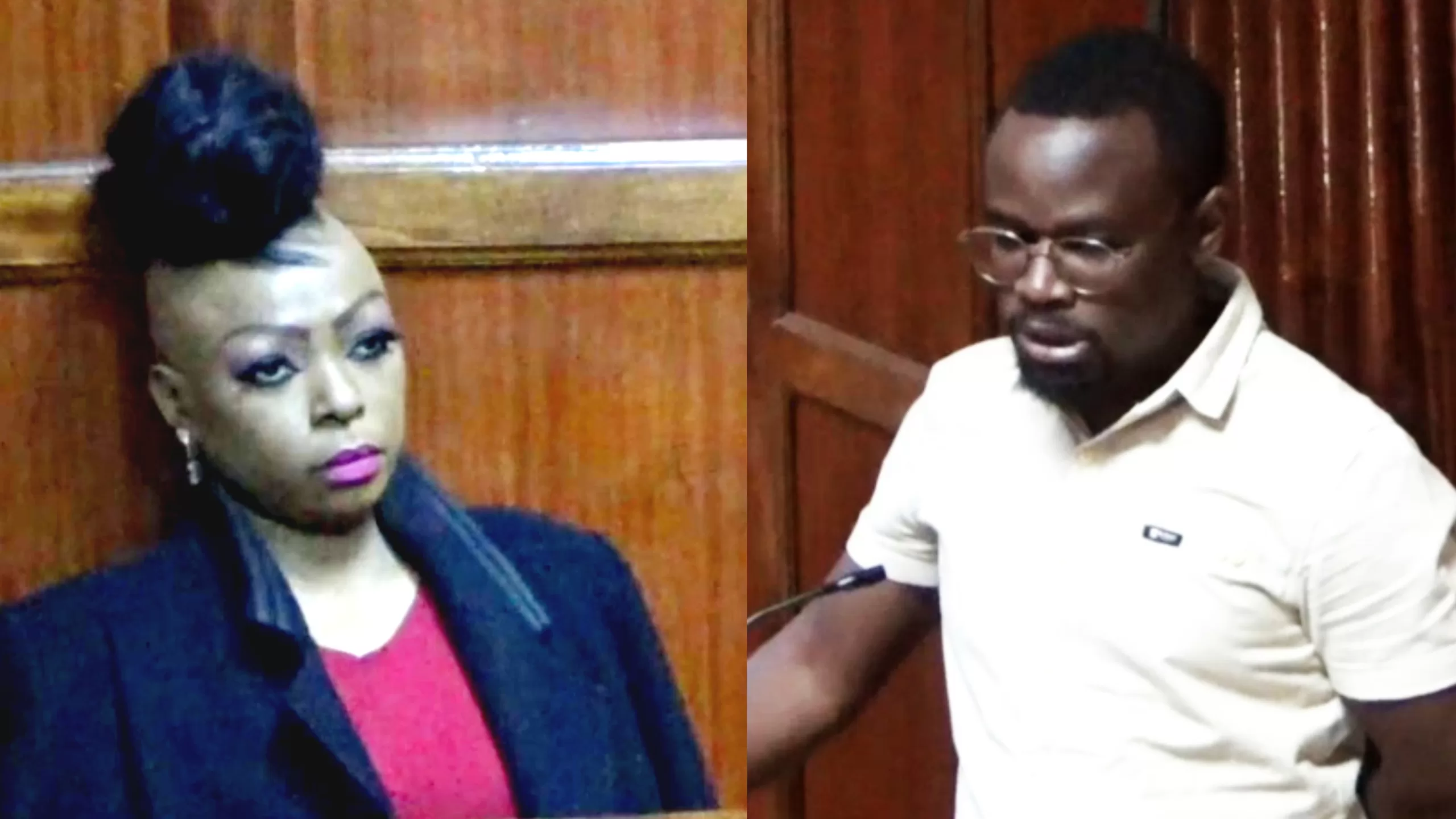 Photo of James Mwangi Kiaritha (R) and Lora Odero (L) in court