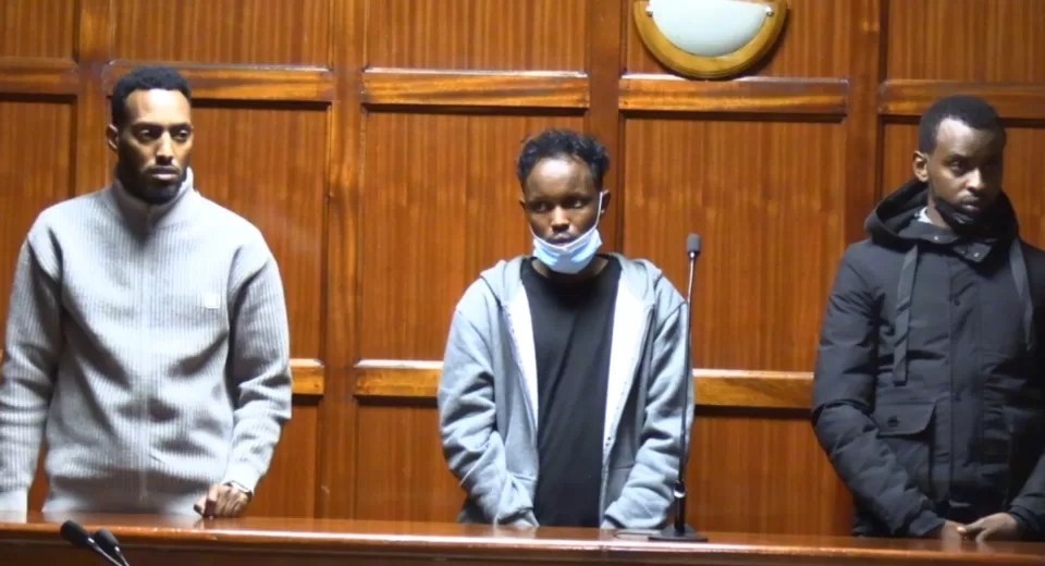 Photo of Ibrahim Abdullahi, Abdi Bishar, and Abdullahi Dereow in court