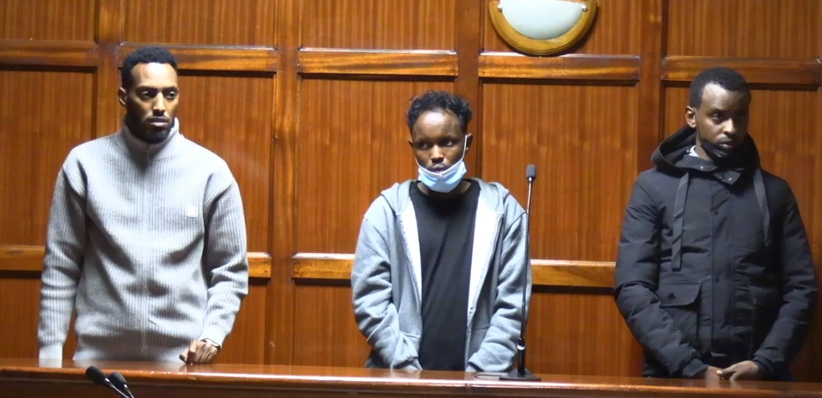 Photo of Ibrahim Abdullahi, Abdi Bishar, and Abdullahi Dereow in court