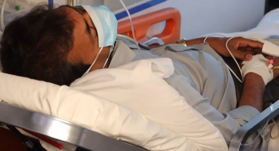 Photo of Ashwin Shaw, who arrived at the Milimani Law Courts in an ambulance