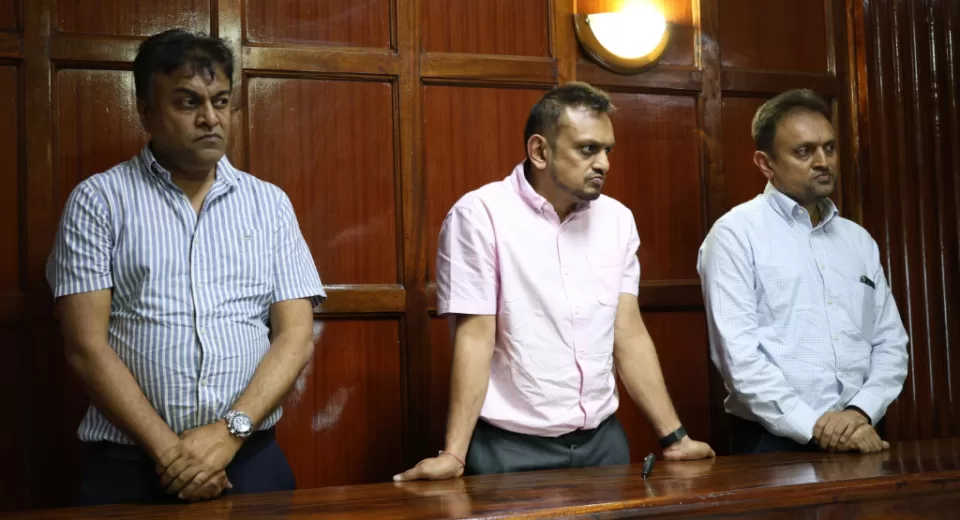 Photo of Harish Ramji Manji, Ashvin Ramji Manji, and Bharat Ramji Manji in Court