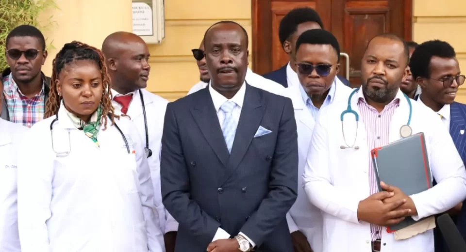 Congolese doctors working in Kenya with their Lawyer Danstan Omari at Milimani High Court